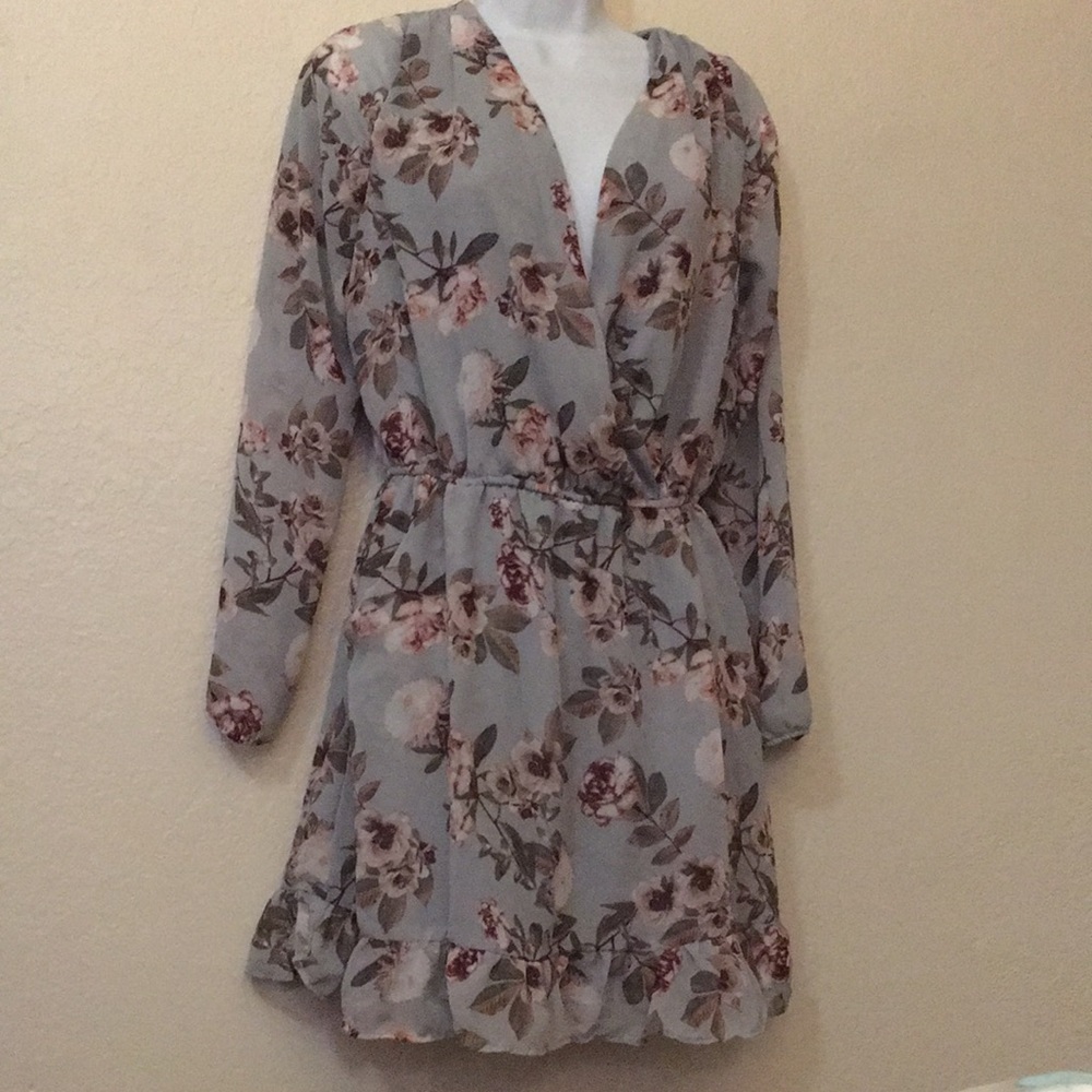 J for justify floral mini dress long sleeves